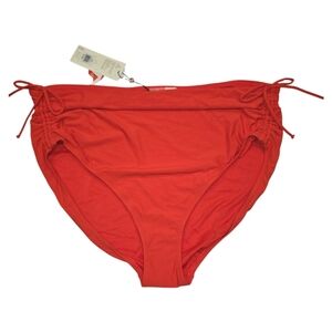 CALIA Adjustable Rise Ruched Vermillion Bikini Bottom